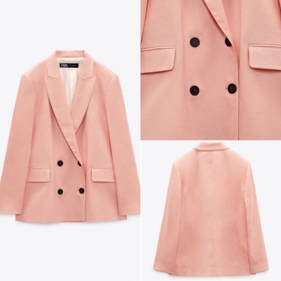 ZARA LINEN MENSWEAR STYLE BLAZER SZ M & LINEN PANTS PINK SZ L - Picture 6 of 16